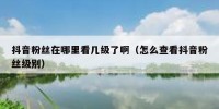 抖音粉丝在哪里看几级了啊（怎么查看抖音粉丝级别）