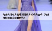 淘宝代付对方能看到付款方式吗安全吗（淘宝代付款卖家能看到吗）