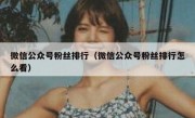 微信公众号粉丝排行（微信公众号粉丝排行怎么看）