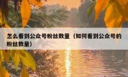 怎么看到公众号粉丝数量（如何看到公众号的粉丝数量）