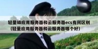 轻量级应用服务器和云服务器ecs有何区别（轻量应用服务器和云服务器哪个好）