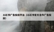 小红书广告投放平台（小红书官方合作广告投放）
