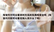 淘宝代付可以看到对方买的东西吗安全吗（淘宝代付款可以看见别人买什么了吗）