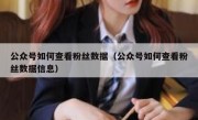 公众号如何查看粉丝数据（公众号如何查看粉丝数据信息）