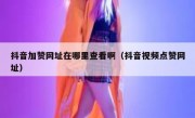 抖音加赞网址在哪里查看啊（抖音视频点赞网址）