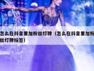 怎么在抖音里加粉丝灯牌（怎么在抖音里加粉丝灯牌标签）