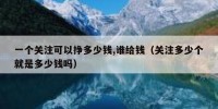 一个关注可以挣多少钱,谁给钱（关注多少个就是多少钱吗）