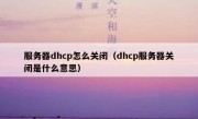 服务器dhcp怎么关闭（dhcp服务器关闭是什么意思）