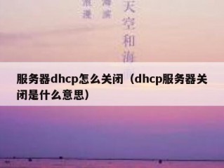 服务器dhcp怎么关闭（dhcp服务器关闭是什么意思）