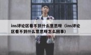 ins评论区看不到什么意思呀（ins评论区看不到什么意思呀怎么回事）