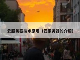 云服务器技术原理（云服务器的介绍）