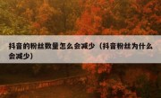 抖音的粉丝数量怎么会减少（抖音粉丝为什么会减少）