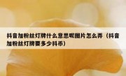 抖音加粉丝灯牌什么意思呢图片怎么弄（抖音加粉丝灯牌要多少抖币）