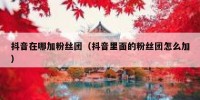 抖音在哪加粉丝团（抖音里面的粉丝团怎么加）