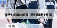 派币手机钱包的设置（派币登录新手教程）