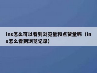 ins怎么可以看到浏览量和点赞量呢（ins怎么看到浏览记录）