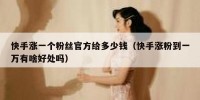 快手涨一个粉丝官方给多少钱（快手涨粉到一万有啥好处吗）