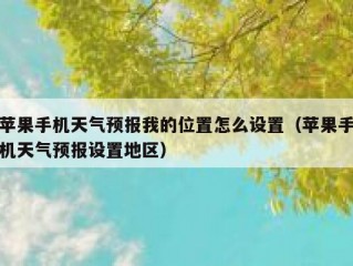 苹果手机天气预报我的位置怎么设置（苹果手机天气预报设置地区）