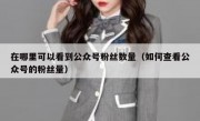 在哪里可以看到公众号粉丝数量（如何查看公众号的粉丝量）