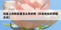 抖音上的粉丝是怎么弄的呢（抖音粉丝的获取方式）