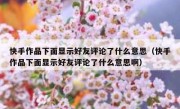 快手作品下面显示好友评论了什么意思（快手作品下面显示好友评论了什么意思啊）