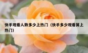 快手观看人数多少上热门（快手多少观看算上热门）