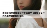 视频号加关注就是加好友吗知乎（视频号关注的人能在微信加好友吗）