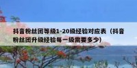 抖音粉丝团等级1-20级经验对应表（抖音粉丝团升级经验每一级需要多少）