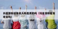 抖音涨粉丝有收入吗是真的吗（抖音涨粉能变现金吗）