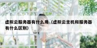 虚拟云服务器有什么用（虚拟云主机和服务器有什么区别）