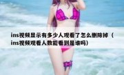 ins视频显示有多少人观看了怎么删除掉（ins视频观看人数能看到是谁吗）