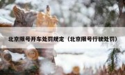 北京限号开车处罚规定（北京限号行驶处罚）
