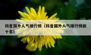 抖音国外人气排行榜（抖音国外人气排行榜前十名）