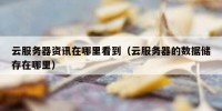 云服务器资讯在哪里看到（云服务器的数据储存在哪里）
