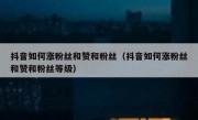 抖音如何涨粉丝和赞和粉丝（抖音如何涨粉丝和赞和粉丝等级）