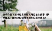 快手作品下面评论显示好友可见怎么回事（快手作品下面的评论明明有但却没显示出来）