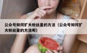 公众号如何扩大粉丝量的方法（公众号如何扩大粉丝量的方法呢）