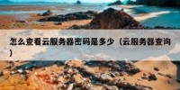 怎么查看云服务器密码是多少（云服务器查询）