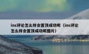 ins评论怎么样会置顶成功呢（ins评论怎么样会置顶成功呢图片）