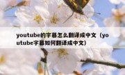 youtube的字幕怎么翻译成中文（youtube字幕如何翻译成中文）