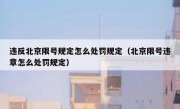违反北京限号规定怎么处罚规定（北京限号违章怎么处罚规定）