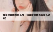 抖音粉丝群号怎么加（抖音粉丝群怎么加人进去）