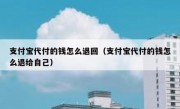 支付宝代付的钱怎么退回（支付宝代付的钱怎么退给自己）