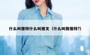 什么叫推特什么叫推文（什么叫做推特?）