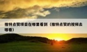 推特点赞项目在哪里看到（推特点赞的视频去哪看）