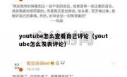 youtube怎么查看自己评论（youtube怎么发表评论）