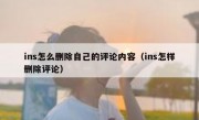 ins怎么删除自己的评论内容（ins怎样删除评论）