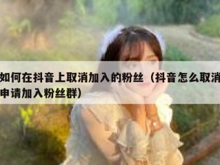 如何在抖音上取消加入的粉丝（抖音怎么取消申请加入粉丝群）