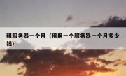 租服务器一个月（租用一个服务器一个月多少钱）