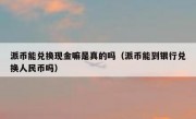 派币能兑换现金嘛是真的吗（派币能到银行兑换人民币吗）